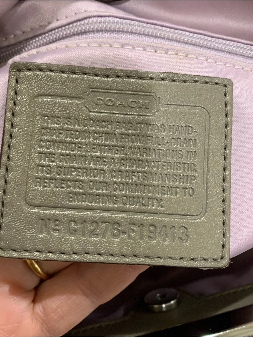 Coach Olive-Taupe Signature Shoulder Leather Tote Bag